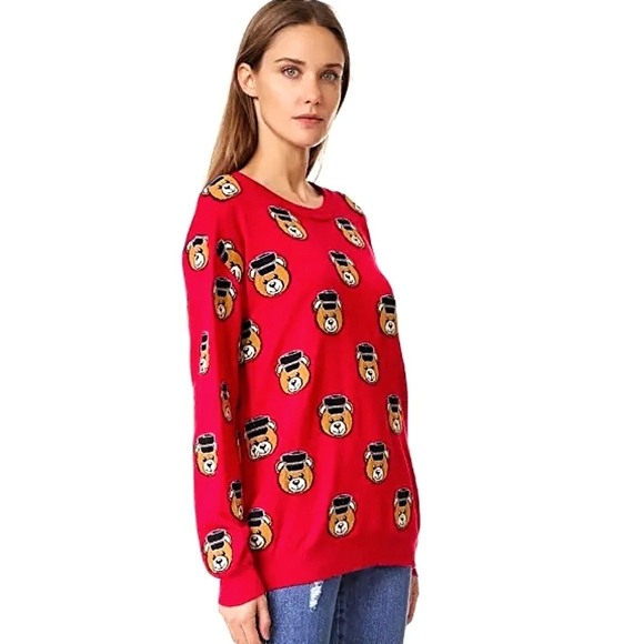 Mochino Couture x Jeremy Scott Teddy Bear Policeman Intarsia Jumper Knit… - Picture 5 of 14